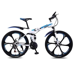 DYB Folding Mountain Bike LightweightMountain Folding Bicycle, 26" Double Suspension High Carbon Steel Frame 27 Speed Double Shock Absorption Teen Unisex Mountain Bike with Front And Rear Fenders
