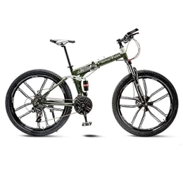 LILIS Folding Mountain Bike LILIS Mountain Bike Folding Bike Mountain Bike Road Bicycle Folding Men's MTB 21 Speed 24 / 26 Inch Wheels For Adult Womens (Color : Green, Size : 24in)