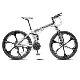 LILIS Folding Mountain Bike LILIS Mountain Bike Folding Bike Mountain Bike Road Bicycle Folding Men's MTB Bikes 21 Speed 24 / 26 Inch Wheels For Adult Womens (Color : White, Size : 24in)