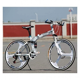 Link Co Bike Link Co Folding Mountain Bike 26 * 17 Inch Variable Speed Bicycle Integrated Wheel Disc Brake Bicycle, White