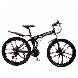 LIPENLI Bike LIPENLI Mountain Bike Folding Bikes, 24Speed Double Disc Brake Full Suspension AntiSlip, Lightweight Aluminum Frame, Suspension Fork, Multiple Colors24 Inch / 26 Inch (Color : Black3, Size : 26 inch)
