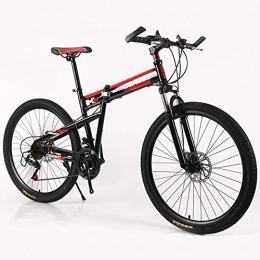 LISI Folding Mountain Bike LISI 26 inch double disc mountain bike wheel integrally folded mountain bike shock absorber 21 speed transmission vehicle, Red