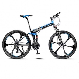 LIUCHUNYANSH Folding Mountain Bike LIUCHUNYANSH Off-road Bike Mountain Bike Road Bicycle Folding Men's MTB Bikes 21 Speed 24 / 26 Inch Wheels For Adult Womens (Color : Blue, Size : 24in)