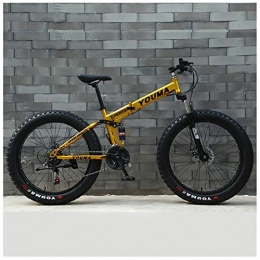 LJJ Bike LJJ 26 Inches Mountain Bikes, 4.0 Super Wide Tires Folding Snowmobile, High-Carbon Steel Hardtail Double Suspension System For Men And Women