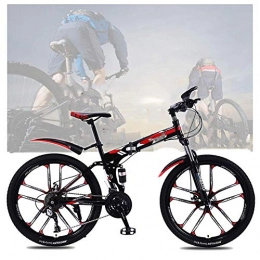 LJJ Bike LJJ Adult Foldable Mountain Bike, 26 Inches Carbon Steel Mountain Bike 21 / 24 / 27 / 30 Speed Bicycle Full Suspension Hardtail MTB Racing Bicycle Outdoor Cycling