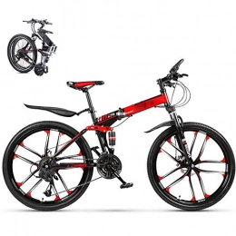 LJYY Folding Mountain Bike LJYY Mountain Bicycle, MTB 30 Speed Folding Bike Dual Disc Brake for Adults Student, 26-Inch Folding Dual Suspension Folding Outroad Bicycle for Men Women, Fat Tire Damping Racing Bicycle