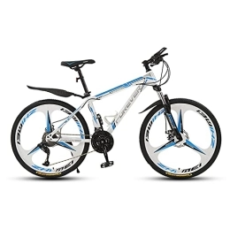 LLF Folding Mountain Bike LLF Folding Damping Mountain Bike 24Inch, 3 Knife Wheels 21 / 24 / 27 / 30 Speed Wheels Dual Suspension Lightweight Bicycle for Adult(Size:21 speed, Color:White)