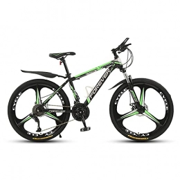 LLF Folding Mountain Bike LLF Folding Damping Mountain Bike 24Inch, 3 Knife Wheels 21 / 24 / 27 / 30 Speed Wheels Dual Suspension Lightweight Bicycle for Adult(Size:30 speed, Color:Green)