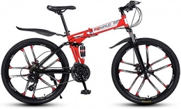 LPKK Bike LPKK Mountain Bike Wheels Dual Suspension 26 Inches 3 / 6 / 10 / 30 / 40-Spoke Folding Bike 21 / 24 / 27 Speed Steel Frame 0814 (Color : 10knives, Size : 21speed)