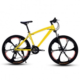 LPsweet Folding Mountain Bike LPsweet Bikes for Adults, Shifting Disc Brakes Bicycle Aluminum Alloy Frame Shock Absorption One Round Adult Mini Folding Electric Car Bike, Yellow, 27speed