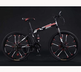 LUO Bike LUO Mountain Bike, Adult Teens Folding Mountain Bike Bicycle, Aluminum Magnesium Alloy Wheels Dual Suspension MTB Bicycle, B, 26 inch 24 Speed