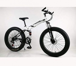 LUO Folding Mountain Bike LUO Mountain Bikes, Folding Fat Tire Mountain Bike Bicycle for Adults Men Women, Lightweight High Carbon Steel Frame and Double Disc Brake, C, 26 inch 27 Speed, D, 26 inch 24 Speed
