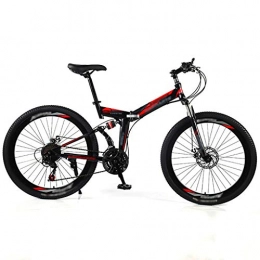 LWZ Folding Mountain Bike LWZ Folding Mountain Bike Adult and Youth Mountain Bicycle with 21 Speed Double Disc Brakes Full Suspension MTB Bike Suitable