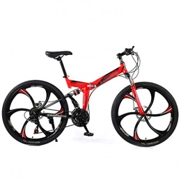 LWZ Folding Mountain Bike LWZ Youth and Adult Mountain Folding Bike 26 Inch Wheels Carbon Steel Frame Full Suspension Dual Disc Brakes 21 Speed Non-slip Bicycle Unisex