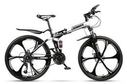 LXC Bike LXC Folding Mountain Bike 24 / 26 Inches, Mtb Bike 6 Cutter Wheel Bicycle High Carbon Steel Frame, Lightweight 27-Speed Shock-Absorbing Racing, Black White