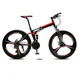 LXLCZ Fold Mountain Bike 30 Speed Bikes 26 Inch Wheels Frame High Carbon Steel Dual Disc Brakes Full Suspension Mtb Adult Bicycle