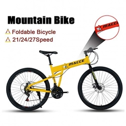 LYRWISHJD Bike LYRWISHJD Adult Hardtail Mountain Bike, 26 Inch Wheels, Mountain Trail Bike High Carbon Steel Folding Outroad Bicycles, Bicycle Dual Disc Brakes Mountain Bicycle (Color : Yellow, Size : 27Speed)