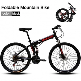 LYRWISHJD Folding Mountain Bike LYRWISHJD Full Suspension Bicycle Foldable Soft Tail Mountain Bikes 26 inch Wheel 24 Speed Adjustable seat Widened pedals high carbon steel Frame Outdoor Cycling Fitness Equipment