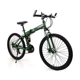 LYRWISHPB Folding Mountain Bike LYRWISHPB Folding Mountain Bike, 26-Inch Wheels, 21 / 24-Speed, Twist Shifters, Steel Frame, Front And Rear Brakes, Adult Mountain Bikes Multiple Colors (Color : Green, Size : 21 speed)