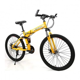 LYRWISHPB Bike LYRWISHPB Folding Mountain Bike, 26-Inch Wheels, 21 / 24-Speed, Twist Shifters, Steel Frame, Front And Rear Brakes, Adult Mountain Bikes Multiple Colors (Color : Yellow, Size : 21 speed)