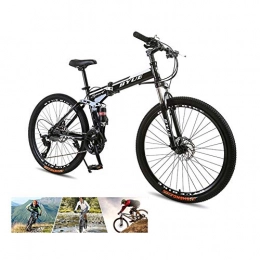LYRWISHPB Bike LYRWISHPB Mountain Bike 26in Folding Mountain Bike With 21 / 24 / 27 Speed Dual Disc Brakes Full Suspension Non-Slip MTB Bikes Bicycles For Adult Teens Many Colors Are Available (Color : Black white)