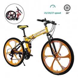 LYTLD Folding Mountain Bike LYTLD Folding Mountain Bike, Shift Male and Female Student Mountain Bike, Fork Suspension Full Suspension Frame MTB Bicycle