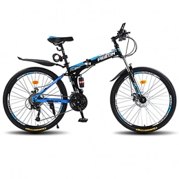 LZHi1 Folding Mountain Bike LZHi1 26 Inch Adult Mountain Bike For Men & Women, 27 Speed Cycling Sports Mountain Bike With Full Suspension Disc Brake, Foldable Urban Commuter City Bicycle(Color:Black blue)