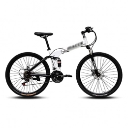 LZZB Bike LZZB 26 inch Folding Mountain Bike 21 / 24 / 27 Speed High-Tensile Carbon Steel Frame MTB Dual Disc Brake Mountain Bicycle for Men and Women(Size:27 Speed, Color:White) / White / 21 Speed