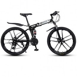 M-YN 26 Inch Mountain Bike Folding Bikes For Men Womans 21/24/27- Speed Full Suspension Disc Brakes Beach Cruiser Bicycles(Size:21-speed,Color:Black)