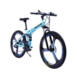 WJSW Folding Mountain Bike Men bicycles Foiding Mountain Bike Featuring Medium Steel Frame and 26-Inch Wheels with Mechanical Disc Brakes 27-Speed Drivetrain, in Multiple Colors, Blue, 27speed