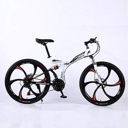 WSZGR Bike Men's Dual Disc Brake Hardtail Mountain Bike, 26 Inch Mountain Bikes, High-carbon Steel Frame, Mountain Bicycle With Adjustable Seat White 26", 21-speed