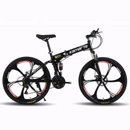 Allround Helmets Folding Mountain Bike Men Women Folding Mountain Bike, 24 / 26 Inch Double Disc Brake Folding Outroad Bicycles with Shock Absorber Fork 21 / 24 / 27 Speed MTB Adult MTB Bicycle for Commuter Adult Cruiser Bike V, 26 inch 21 speed