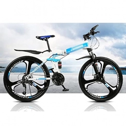 MENG Folding Mountain Bike MENG Folding Mountain Bike for Mens Womens Adults 21 / 24 / 27 Speeds Disc Brake Mountain Road Bicycles Carbon Steel Frame 26 Inches Wheel Mountain Bicycles(Size:27 Speed, Color:Blue) / Blue / 21 Speed