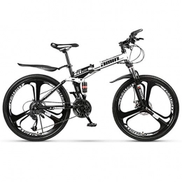 RouLg Bike Mens Mountain Bike, High Carbon Steel Bracket, Double Disc Brake System, Quickly Fold in 8 Seconds for Easy Storage, Black, 24 speed