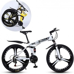MG Folding Mountain Bike MG Mountain Bikes, Folding High Carbon Steel Frame 26 Inch Variable Speed Double Shock Absorption Three Cutter Wheels Foldable Bicycle 6-8, White, 21 speed