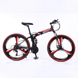 MHUI Bike MHUI Folding Bike 21 Speed Mountain Bike 26 Inches Spoke Wheels MTB Dual Suspension Bicycle Black, C