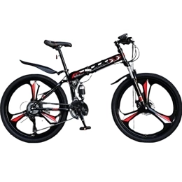 MIJIE Folding Mountain Bike MIJIE Off-Road Folding Mountain Bike, Variable Speed Folding Mountain Bike with Ergonomic Design, Mechanical Brakes for Smooth Stops, for Adults (red 26inch)