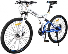 MJY Bike MJY Bicycle 26" Folding Mountain Bicycle, 24 Speed Ront and Rear Shock Absorption Bike Double Disc Brake Soft Tail Frame Bicycle Adult Off-Road Vehicle 6-20, White