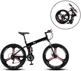 MJY Folding Mountain Bike MJY Bicycle 26 inch Mountain Bikes, Folding High Carbon Steel Frame Variable Speed Double Shock Absorption Three Cutter Wheels Foldable Bicycle 7-2, 21 Speed