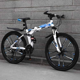 MJY Bike MJY Bicycle Bikes Bicycle Bike Folding Bikes, 27-Speed Double Disc Brake Full Suspension Bicycle, 26 inch Off-Road Variable Speed Bikes for Men and Women 6-24, Blue