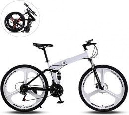 MJY Folding Mountain Bike MJY Bicycle Folding Mountain Bikes, 26 inch Three Cutter Wheels High Carbon Steel Frame Variable Speed Double Shock Absorption All Terrain Adult Bicycle 6-11, 21 Speed