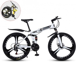 MJY Folding Mountain Bike MJY Bicycle Men Mountain Bike, Folding 26 Inches Carbon Steel Bicycles, Double Shock Variable Speed Adult Bicycle, 3-Knife Integrated Wheel 7-2), 26 in (27 Speed)