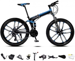 MJY Folding Mountain Bike MJY Bikes 24-26 inch MTB Bicycle, Unisex Folding Commuter Bike, 30-Speed Gears Foldable Bicycle Bike, Double Disc Brake / Blue / C Wheel / 24' 5-27