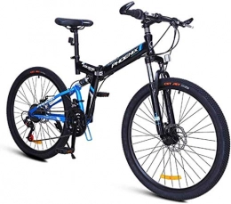 MJY Folding Mountain Bike MJY Mountain Bicycle, 24" 26" Folding Bike Front and Rear Double Shock Absorber Bicycle, 24 Speed Adult Dual Disc Brake Mountain Bike 7-10, 26 inches