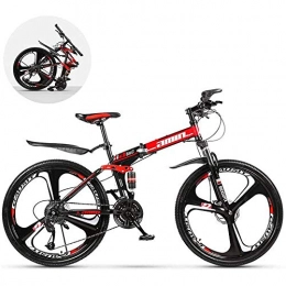 MLGTCXB Folding Mountain Bike MLGTCXB Folding Bicycle Mountain Bikes High-carbon Steel Hardtail Double Disc Brake for Outdoor Cycling Travel Work out, Suitable for adult men and women, Red, 21 speed