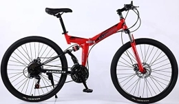 DPCXZ Bike Mobile Portable Folding Bike 21 Speed 24 Inches Dual Suspension Spoke Wheel Mountain Bike Hardtail Mountain Bikes for Mens / Womens red, 24 inches