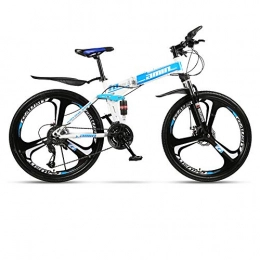 MoMi Folding Mountain Bike MoMi Folding mountain bike bicycle 21 / 24 / 27 / 30 speed 24 / 26 inch integrated wheel double shock absorber racing off-road speed change male and female students fast cycling, White, 24in / 30speed