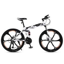 WZB Folding Mountain Bike Mountain Bike 21 / 24 / 27 Speed Steel Frame 24 Inches 3-Spoke Wheels Suspension Folding Bike, 2, 24speed