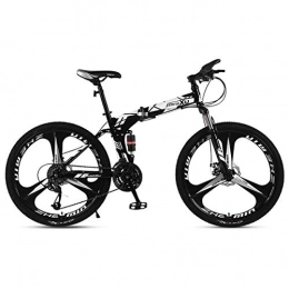 WZB Bike Mountain Bike 21 / 24 / 27 Speed Steel Frame 24 Inches 3-Spoke Wheels Suspension Folding Bike, 5, 21speed