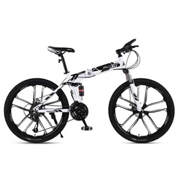 WZB Bike Mountain Bike 21 / 24 / 27 Speed Steel Frame 26 Inches 10-Spoke Wheels Suspension Folding Bike, Black, 27speed